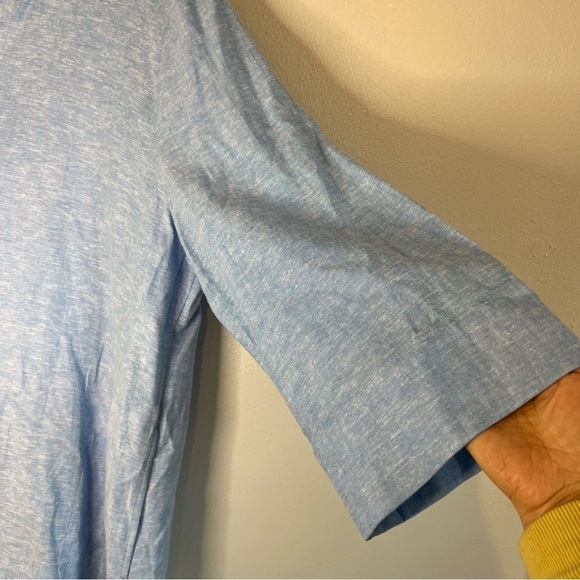 Lands’ End Women's Notch Neck Linen Viscose Tunic Pocket Beachy Boho Sz XXL Blue - Picture 8 of 14